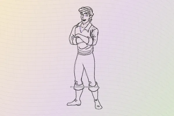 Contour complet du Prince Eric montrant les bras croisés et les proportions complètes du corps
