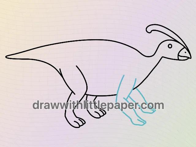 Complete parasaurolophus outline showing backward crest and a long tail