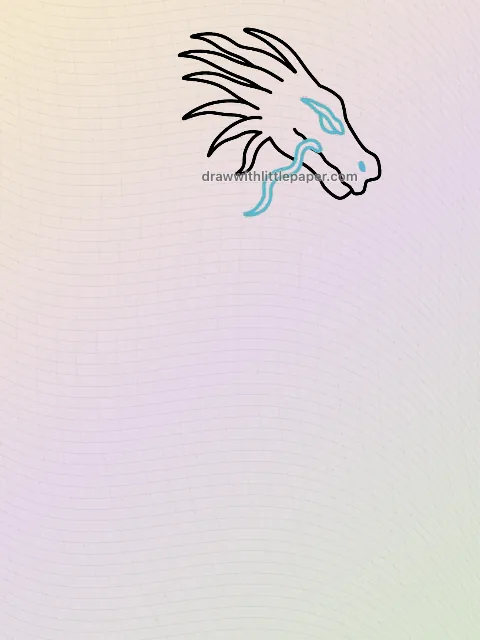 Japanese dragon, selected drawing stage 2 of 8, with source guide lines