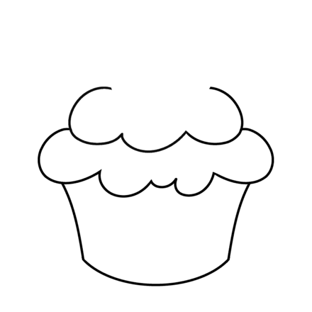 Two scalloped frosting tiers above a cupcake wrapper, with the top still open