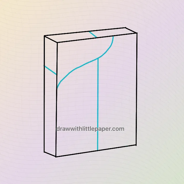 Nerds candy box, selected drawing stage 3 of 5, with source guide lines