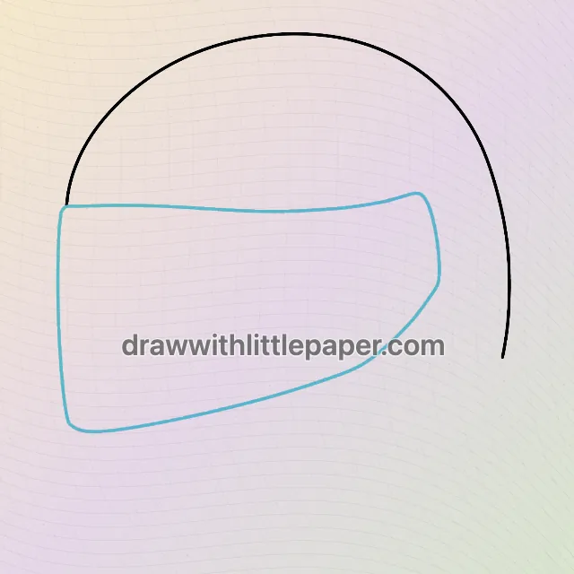 Motorcycle helmet, selected drawing stage 2 of 8, with source guide lines