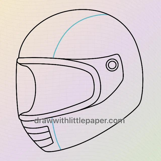 Complete motorcycle helmet outline showing visor opening and curved panels