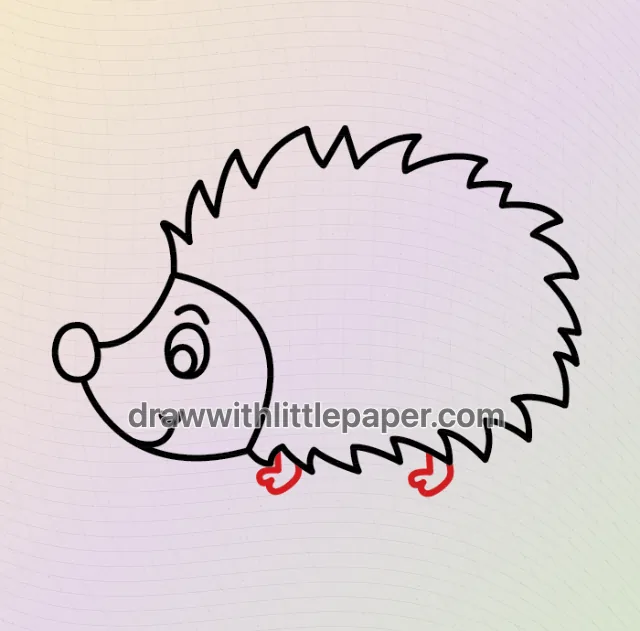 Hedgehog, selected drawing stage 6 of 9, with source guide lines