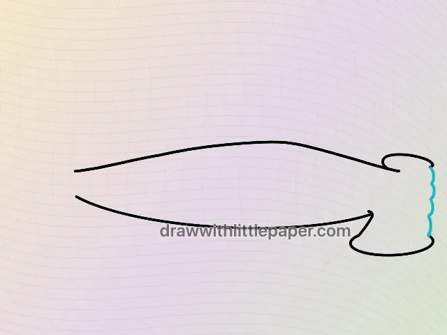 Requin marteau vu de dessus, dessin sélectionné étape 3 sur 5, avec lignes directrices source