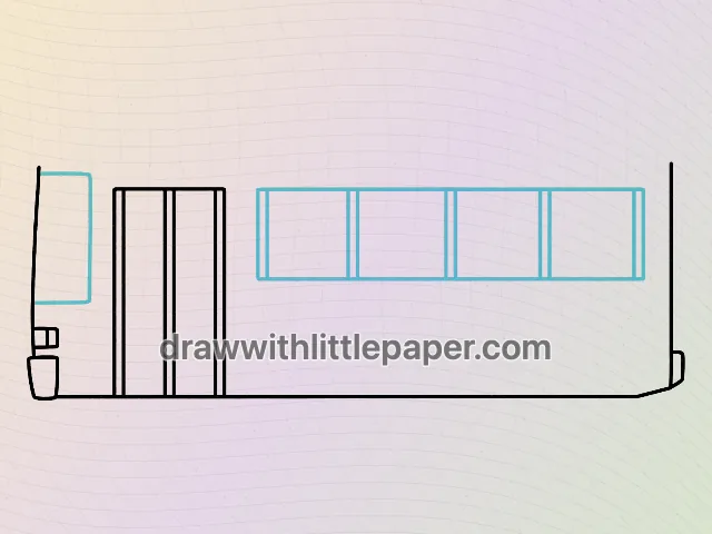 Bus, selected drawing stage 5 of 8, with source guide lines