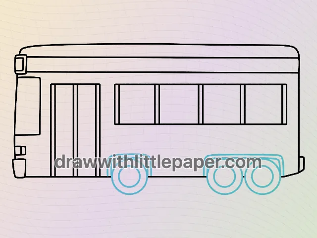 Complete bus outline showing side windows and three wheel groups
