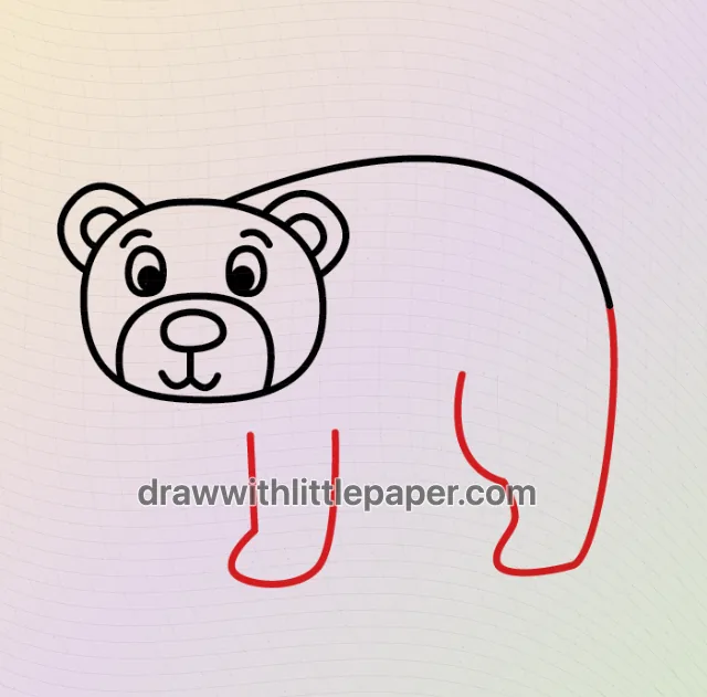 Brown bear, selected drawing stage 6 of 9, with source guide lines
