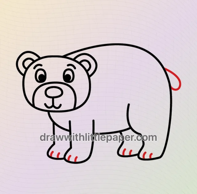 Complete brown bear outline showing round side profile and short legs