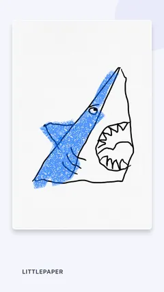 Blue crayon color added to the shark